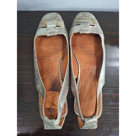 EUC Gentle Souls "Its So Fun" Meatllic Snakeprint Leather Flat Sandal/Sz. 8M - Picture 8 of 10